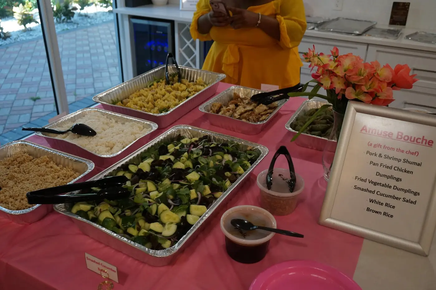 Food arranged on the buffet table