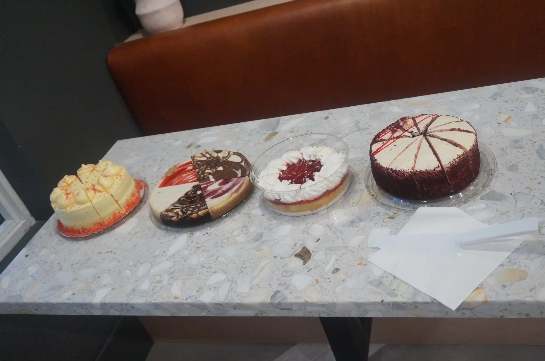 Dessert cakes arranged for the final Meal Prep gathering