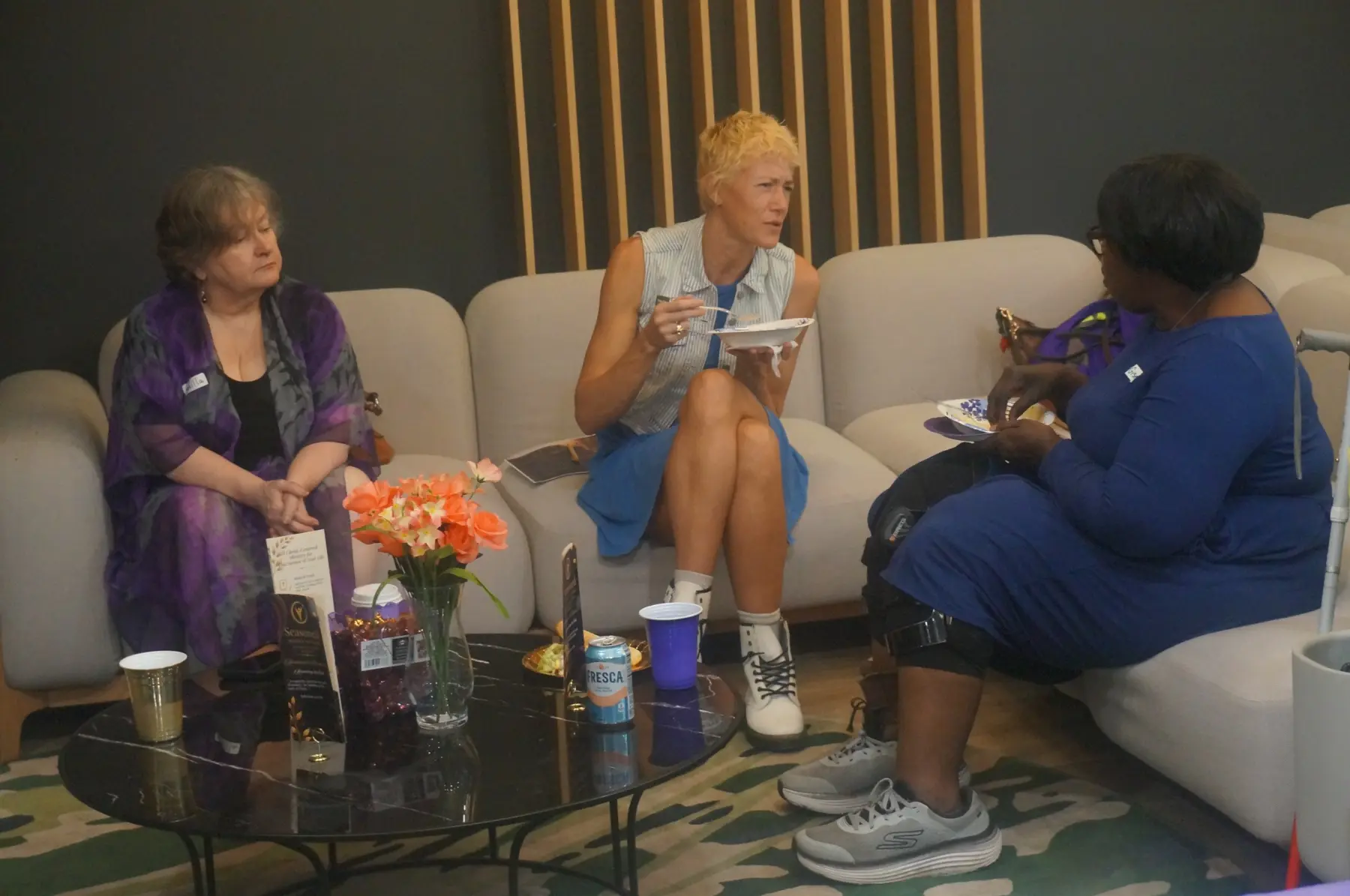 Women in conversation during the meal