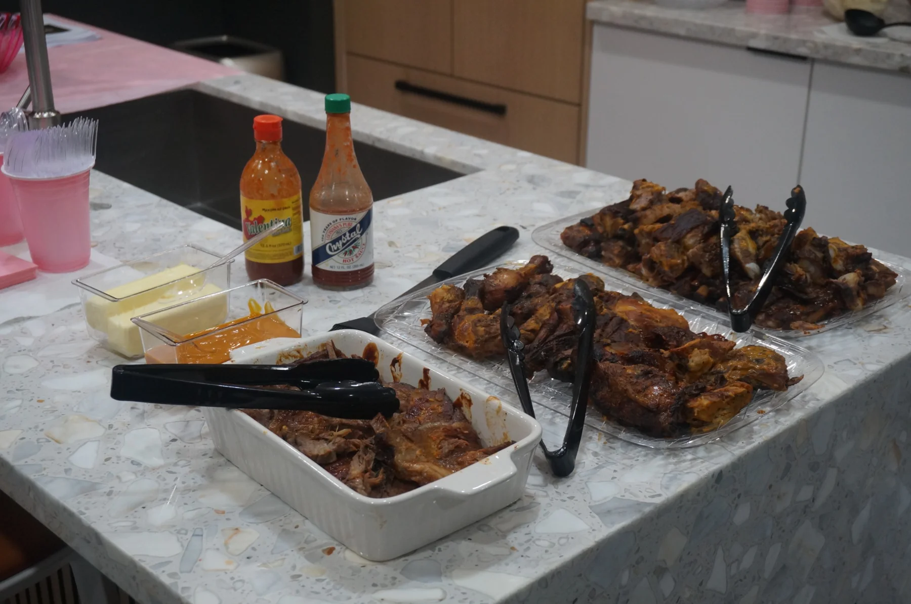 Serving dishes prepared for Sunday Dinner