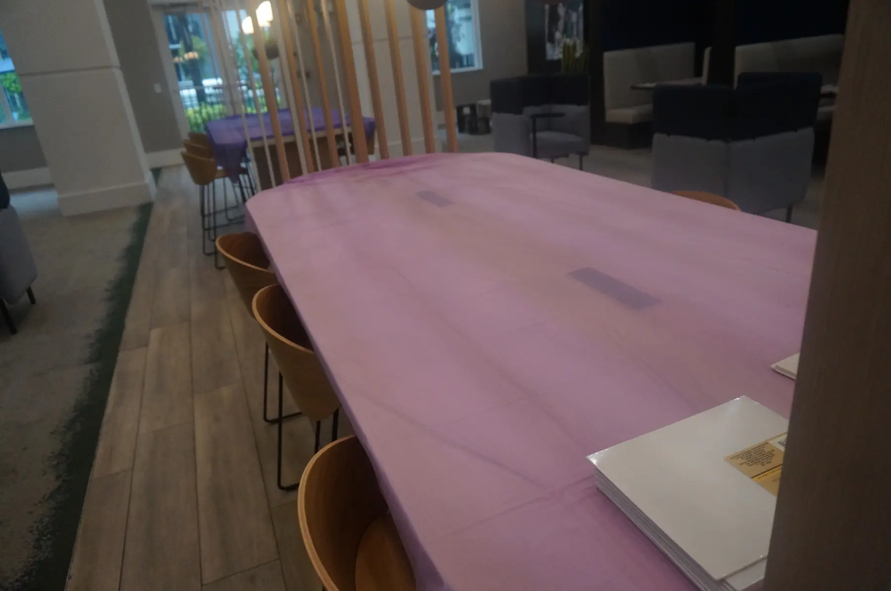 Tables covered and prepared for the mini-vision-board project